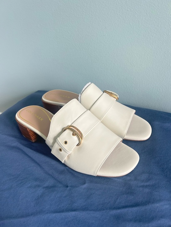 Cole Haan Shoes - Cole Haan Crosby Slide Sandals Ivory Leather New